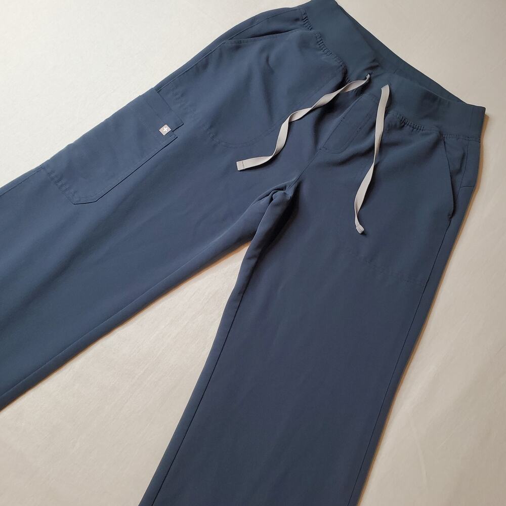 Figs Women's Size MP Isabel High-Rise Wide-Leg Scrub Pant Blue 1001567P